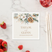 ウィンターパインツリーフラワーフローラ庭園の結婚式 スタンダードカクテルナプキン (インサイチュ)