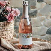 ウィンターパインツリーフラワーフローラ庭園の結婚式 スパークリングワインラベル