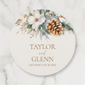 ウィンターパインツリーフラワーフローラ庭園の結婚式 フェイバータグ (裏面)