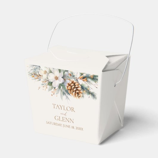 ウィンターパインツリーフラワーフローラ庭園の結婚式 フェイバーボックス (正面サイド)