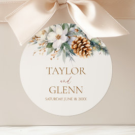 ウィンターパインツリーフラワーフローラ庭園の結婚式 ラウンドシール