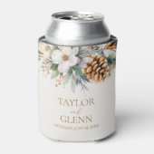 ウィンターパインツリーフラワーフローラ庭園の結婚式 缶クーラー (缶正面)