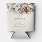 ウィンターパインツリーフラワーフローラ庭園の結婚式 缶クーラー (正面)