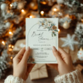 ウィンターパインツリーホワイトフローラアーチブライダルシャワー 招待状