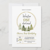 ウィンターパインツリーワンダーランド誕生日招待 招待状 (正面)