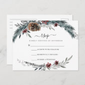 ウィンターパインフレームRSVPカード ポストカード (正面/裏面)