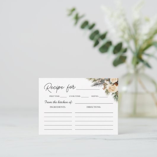 ウィンターパインフローラクリスマスブライダルシャワーレシピ エンクロージャーカード (スタンド正面)