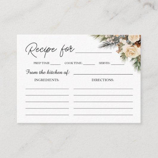 ウィンターパインフローラクリスマスブライダルシャワーレシピ エンクロージャーカード (正面)