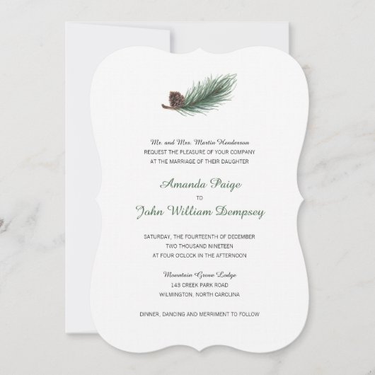 ウィンターパインブランチ&ピネコーン|結婚’s 招待状 (正面)