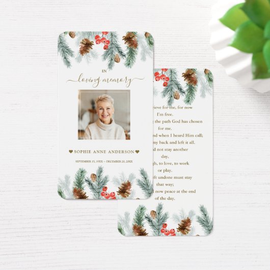 ウィンターパインベリーコーン縁ど写真葬儀祈りの言葉 (デスク)