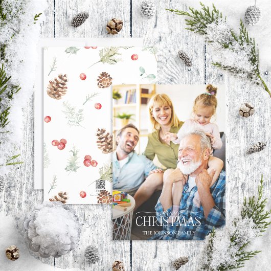 ウィンターパインベリーメリークリスマススクリプトフォトホール シーズンカード