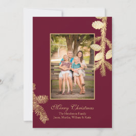 ウィンターパインホリディフォトグリーティングカード 招待状