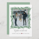 ウィンターパインボーフフレームフラットホリデーカード シーズンカード (正面/裏面)