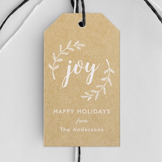 ウィンターパインリースクリスマスジョイホリデイ ギフトタグ