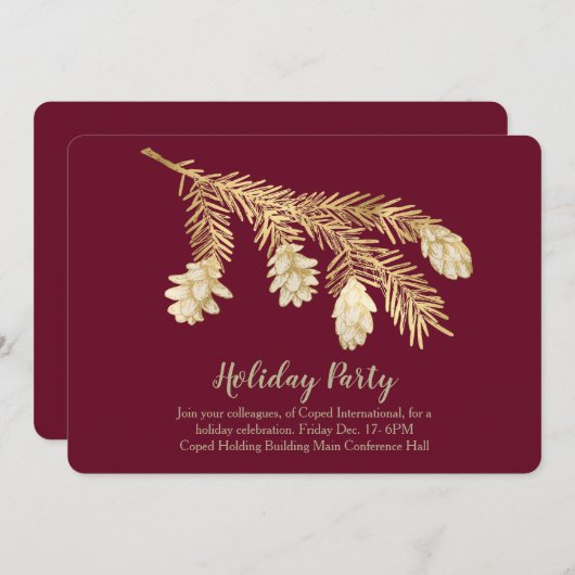 ウィンターパイン企業のホリデーパーティー 招待状 (正面/裏面)