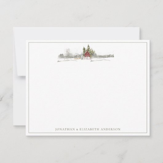 ウィンターパイン森林ミニマリストノートカード ノートカード (正面)