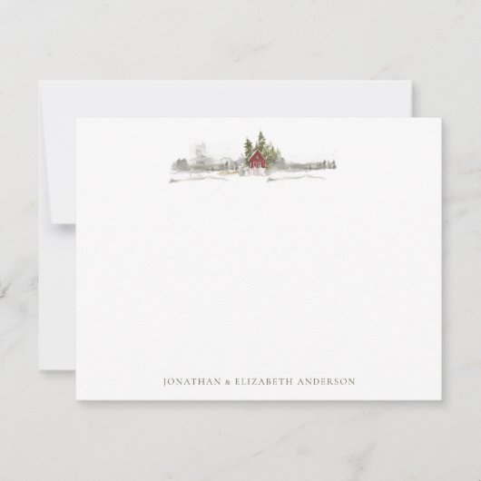 ウィンターパイン森林ミニマリストノートカード ノートカード (正面)