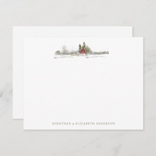 ウィンターパイン森林ミニマリストノートカード ノートカード (正面/裏面)