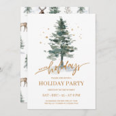 ウィンターパイン素朴ツリーホリデーパーティー招待状 シーズンカード (正面/裏面)