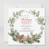 ウィンターパイン素朴ベリーリースホリデーパーティー 招待状 (正面)