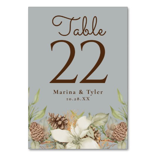 ウィンターパイン結婚グレイのテーブル番号カード テーブルナンバー (裏面)