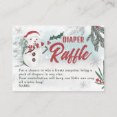ウィンターパイン雪だるまかわいいおむつラッフルベビーシャワー エンクロージャーカード (正面)