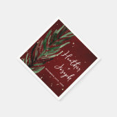 ウィンターパイン&金ゴールドクリスマスフェスティバル結婚ズ スタンダードカクテルナプキン (角)