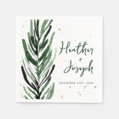 ウィンターパイン&金ゴールドクリスマスフェスティバル結婚ズ スタンダードカクテルナプキン (正面)