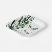 ウィンターパイン&金ゴールドクリスマスフェスティバル結婚ズ ペーパープレート (傾斜あり)