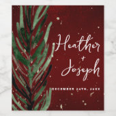 ウィンターパイン&金ゴールドクリスマスフェスティバル結婚ズ ワインラベル (シングルラベル)