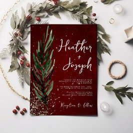 ウィンターパイン&金ゴールドクリスマスフェスティバル結婚ズ 招待状