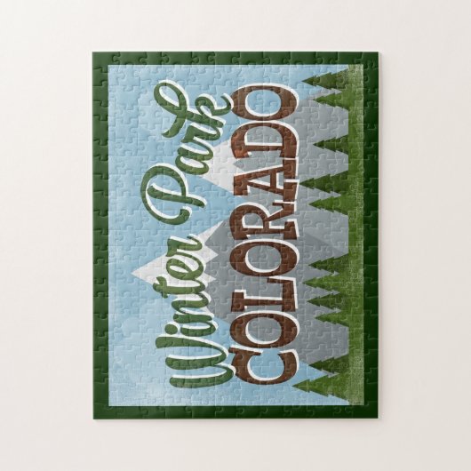 ウィンターパークコロラドおもしろいレトロスノーウィーマウンテンズ ジグソーパズル (縦)