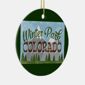 ウィンターパークコロラドおもしろいレトロスノーウィーマウンテンズ セラミックオーナメント (右)