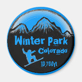 ウィンターパークコロラド青いスノーボードアートマグネット マグネット (正面)