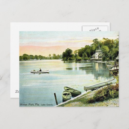 ウィンターパークフロリダ湖オセオラヴィンテージ ポストカード (正面/裏面)