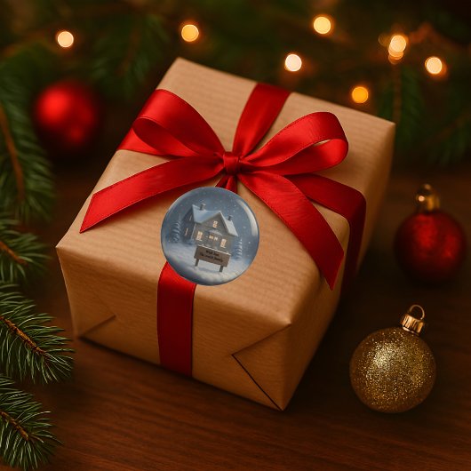 ウィンターパーソナライズされたハウス名前をカスタムするシール ラウンドシール