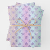 ウィンターパープルスノーフレークイラストレーション ラッピングペーパーシート (インサイチュ)