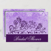 ウィンターパープルスノーフレークブライダルシャワー招待状 招待状 (正面/裏面)