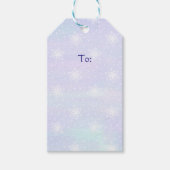 ウィンターパープルブルースカイホワイトスノーフレーク水玉模様 ギフトタグ (正面)