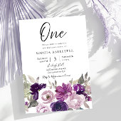 ウィンターパープルラベンダーフローラ1st誕生日パーティー 招待状