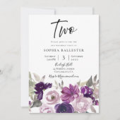ウィンターパープルラベンダーフローラ2nd誕生日パーティー 招待状 (正面)