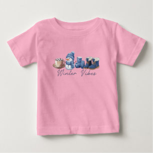 ウィンタービベスフレンドリー雪だるま ベビーTシャツ