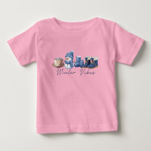 ウィンタービベスフレンドリー雪だるま ベビーTシャツ (正面)