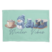 ウィンタービベスフレンドリー雪だるま 枕カバー (正面)