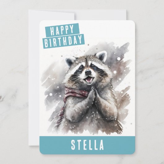 ウィンタービベスラクーン誕生日カード シーズンカード (正面)