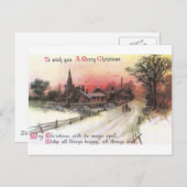 ウィンタービレッジアットサンセットヴィンテージクリスマス シーズンポストカード (正面/裏面)