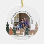 ウィンタービレッジウッドグレイン初めてのクリスマス写真 セラミックオーナメント (正面)