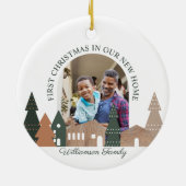 ウィンタービレッジウッドグレイン初めてのクリスマス写真 セラミックオーナメント (裏面)