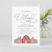 ウィンタービレッジクリスマスベビーシャワー招待状 招待状 (スタンド正面)