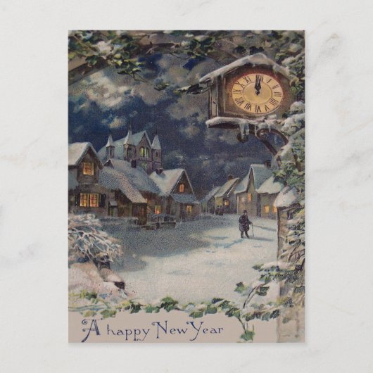 ウィンタービレッジクロック新年 シーズンポストカード (正面)